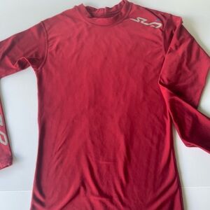 Kids warm shirt for cold weather, size large, dark red